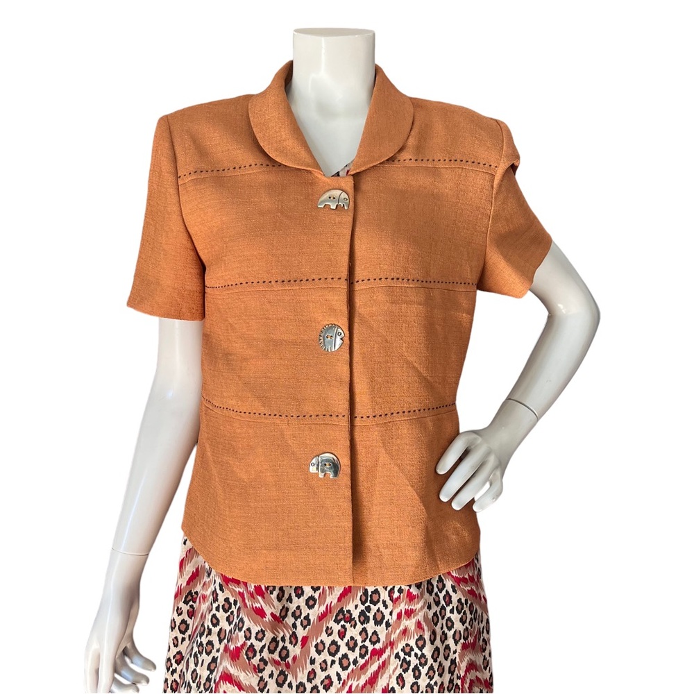 Vintage Leslie Fay Dresses Petites Vintage Womens Top Animal Buttons Size 12P